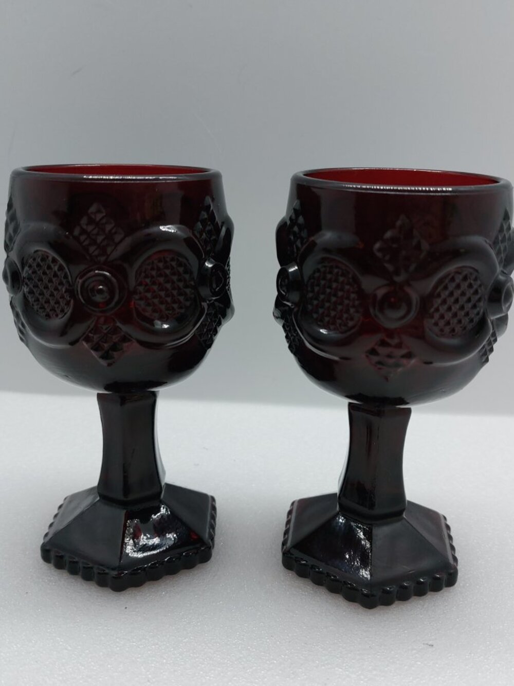 Set Of 4 Cape Cod Small 4 1/2" Goblets by Avon Ruby Red - Picture 10 of 10